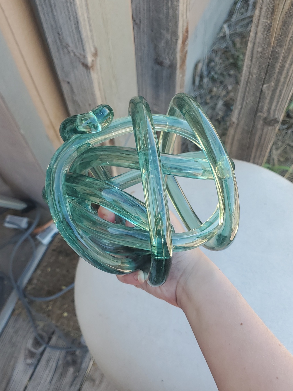 This is  special listing for shushu  Modern Aqua Glass Knot Sculpture - Picture 3 of 5